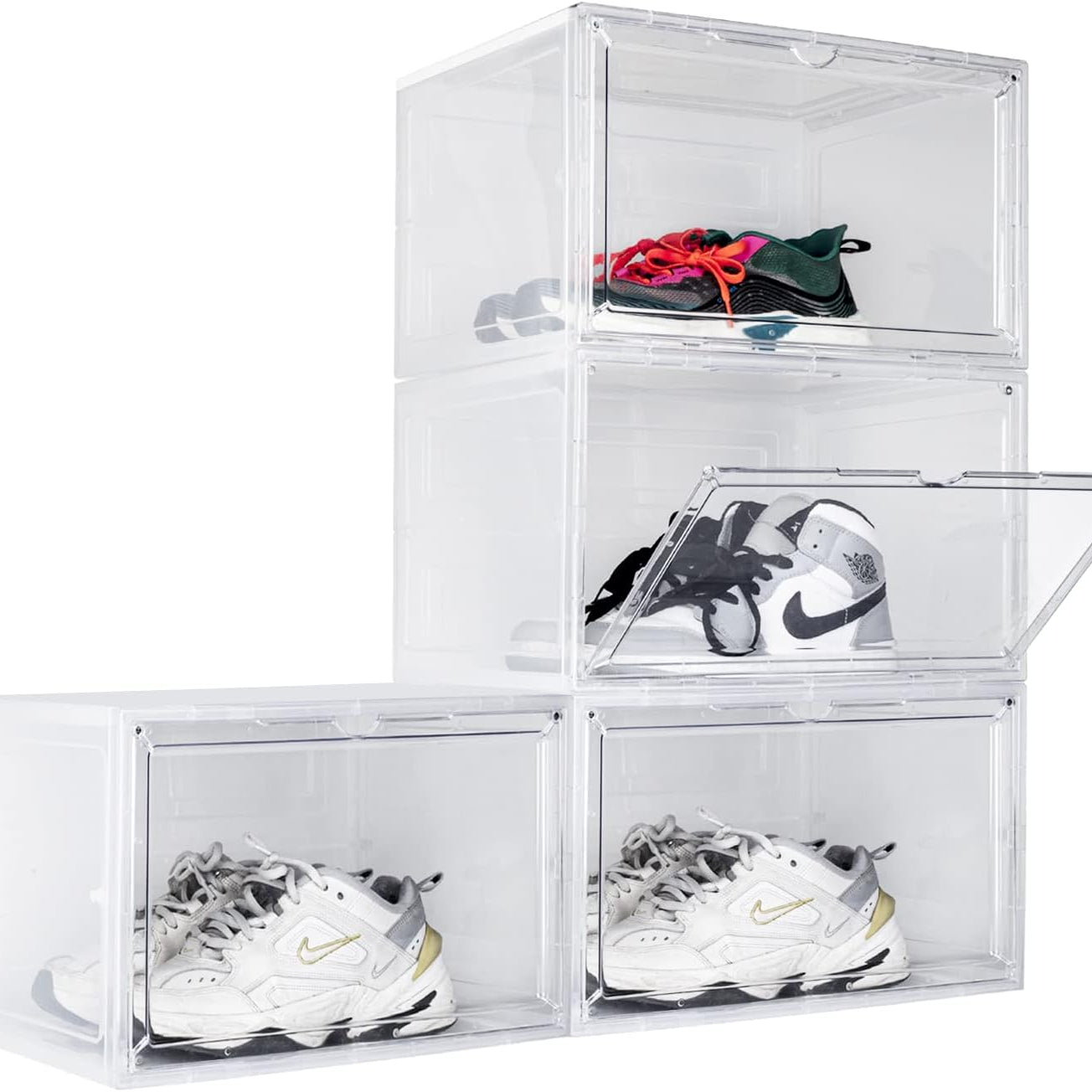 Kickare Sneaker Crates with Side Drop  | Clear White | Premium Sneaker Storage Solution