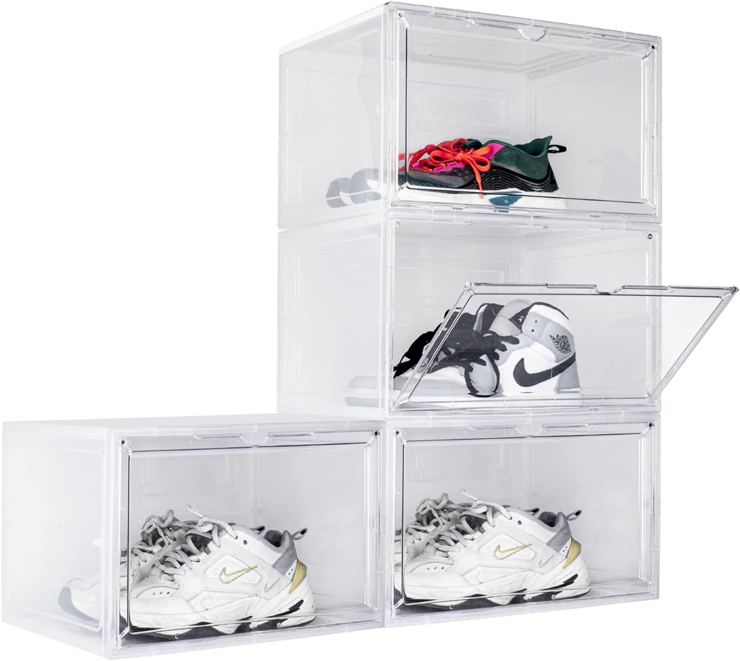 Kickare Sneaker Crates with Side Drop  | Clear White | Premium Sneaker Storage Solution