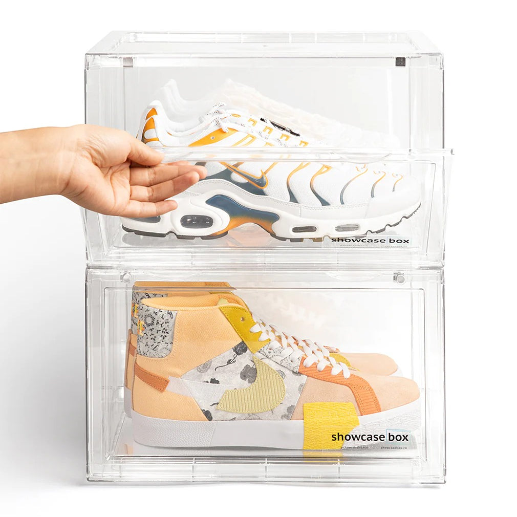 Kickare Sneaker Crates with Side Drop  | Clear White | Premium Sneaker Storage Solution