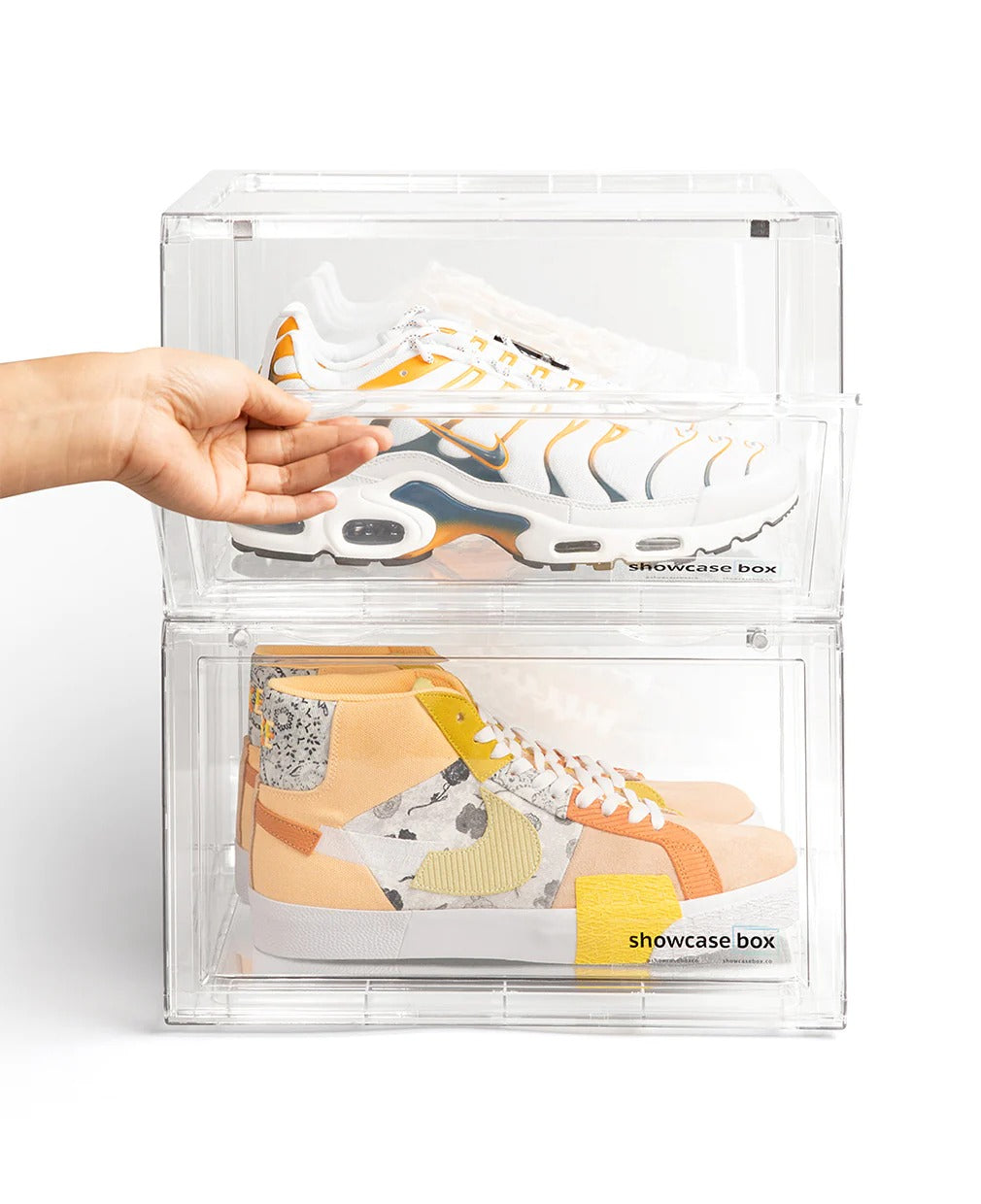 Kickare Sneaker Crates with Side Drop  | Clear White | Premium Sneaker Storage Solution